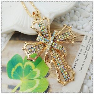 Betsey Johnson Crystal Cross Necklace
